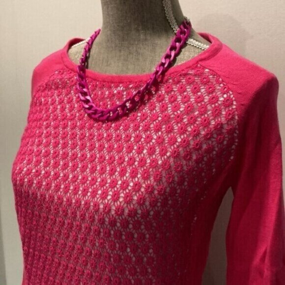 Jessica Hot Pink Crochet Sweater - Picture 2 of 9